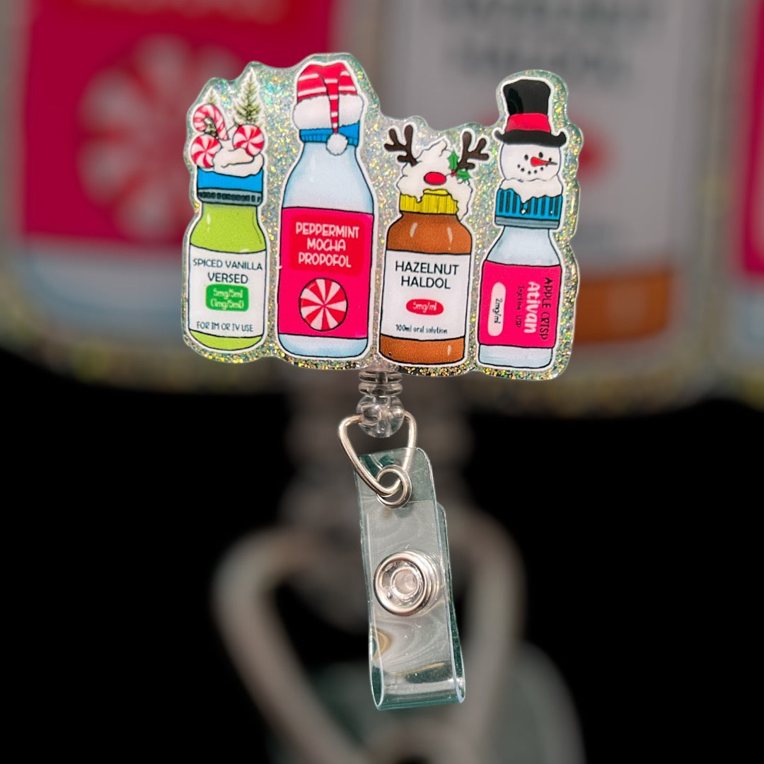 Holiday Drink Sampler Christmas Badge Reel