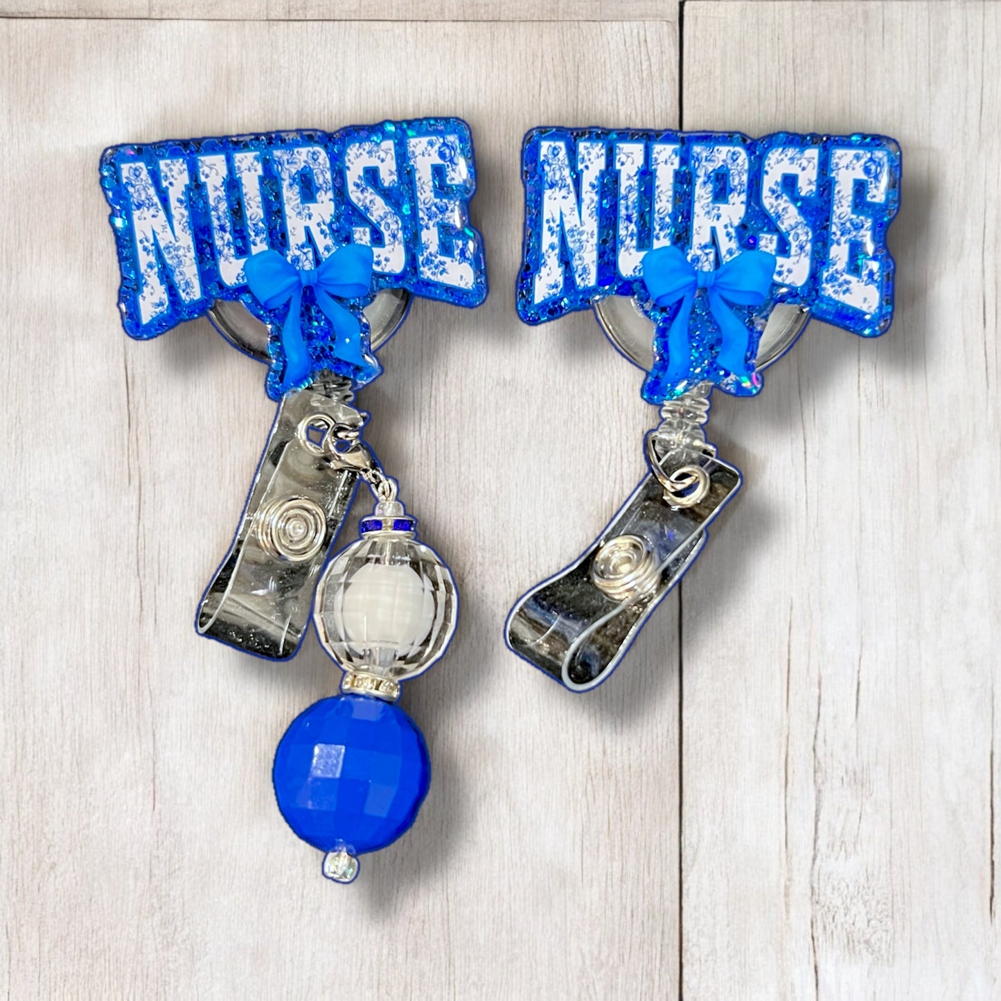 Chinoserie Blue Nurse Badge Reel