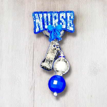 Chinoserie Blue Nurse Badge Reel