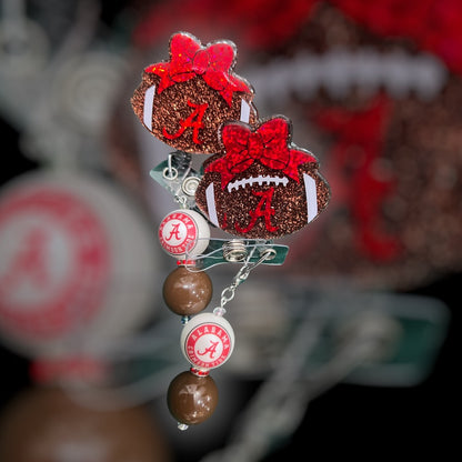 Footballs & Bows Badge Reel