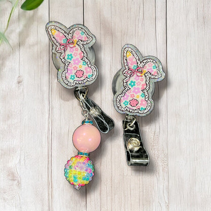 Spring Bunny Floral Badge Reel