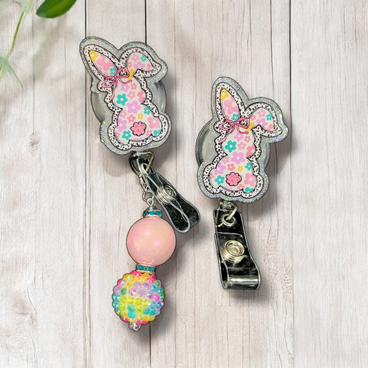 Spring Bunny Floral Badge Reel