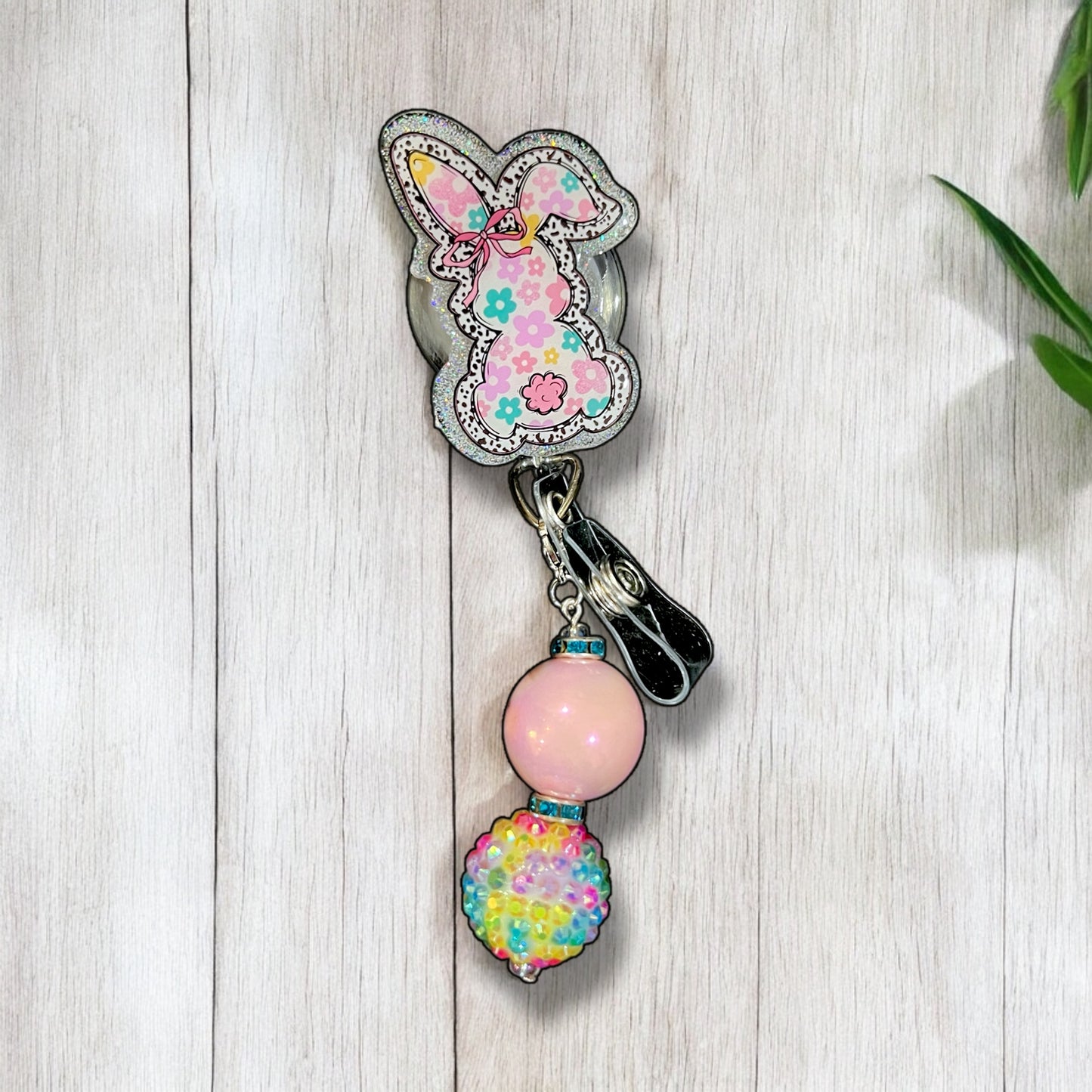 Spring Bunny Floral Badge Reel
