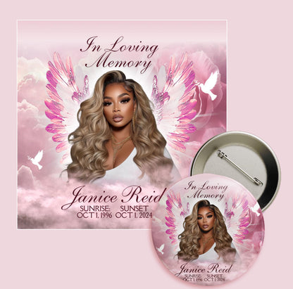 Custom Photo Pins | Personalized Buttons for Weddings, Birthdays, Memorials, Events | Family Reunion Favors | Celebration Keepsake Badges