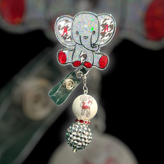 Crimson Tide Elephant Badge Reel