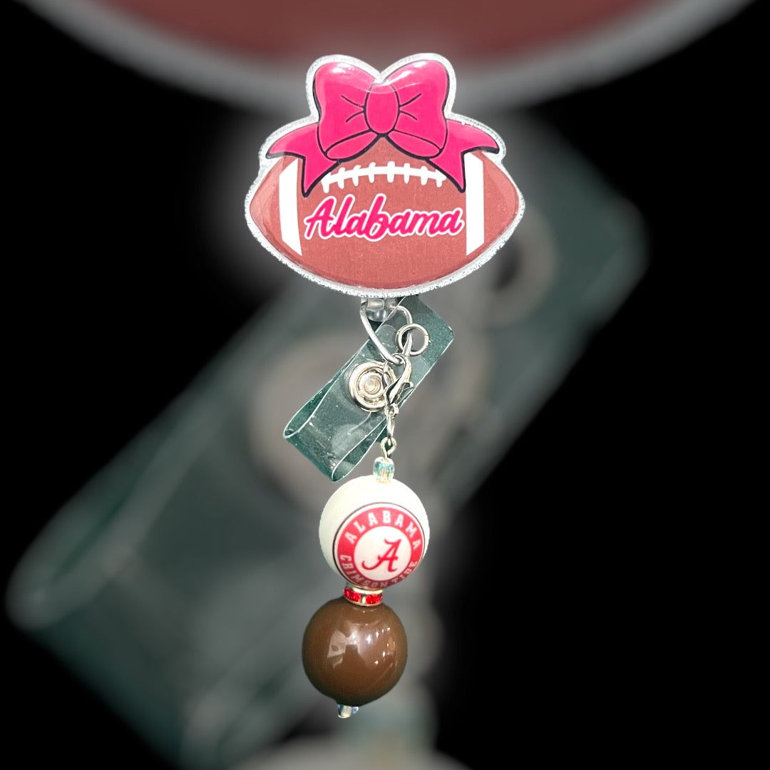 Footballs & Bows Badge Reel