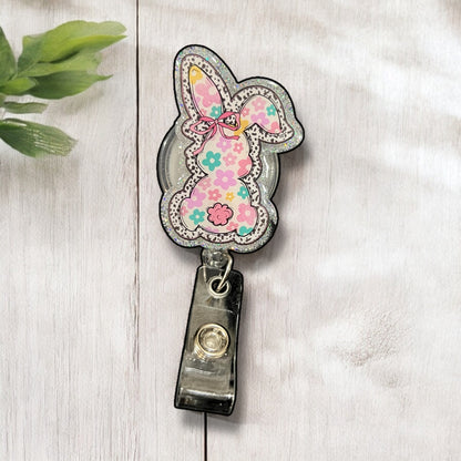 Spring Bunny Floral Badge Reel