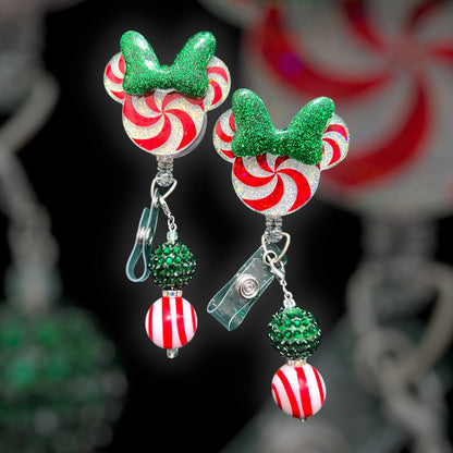 Peppermint Bow Delight Badge Reel